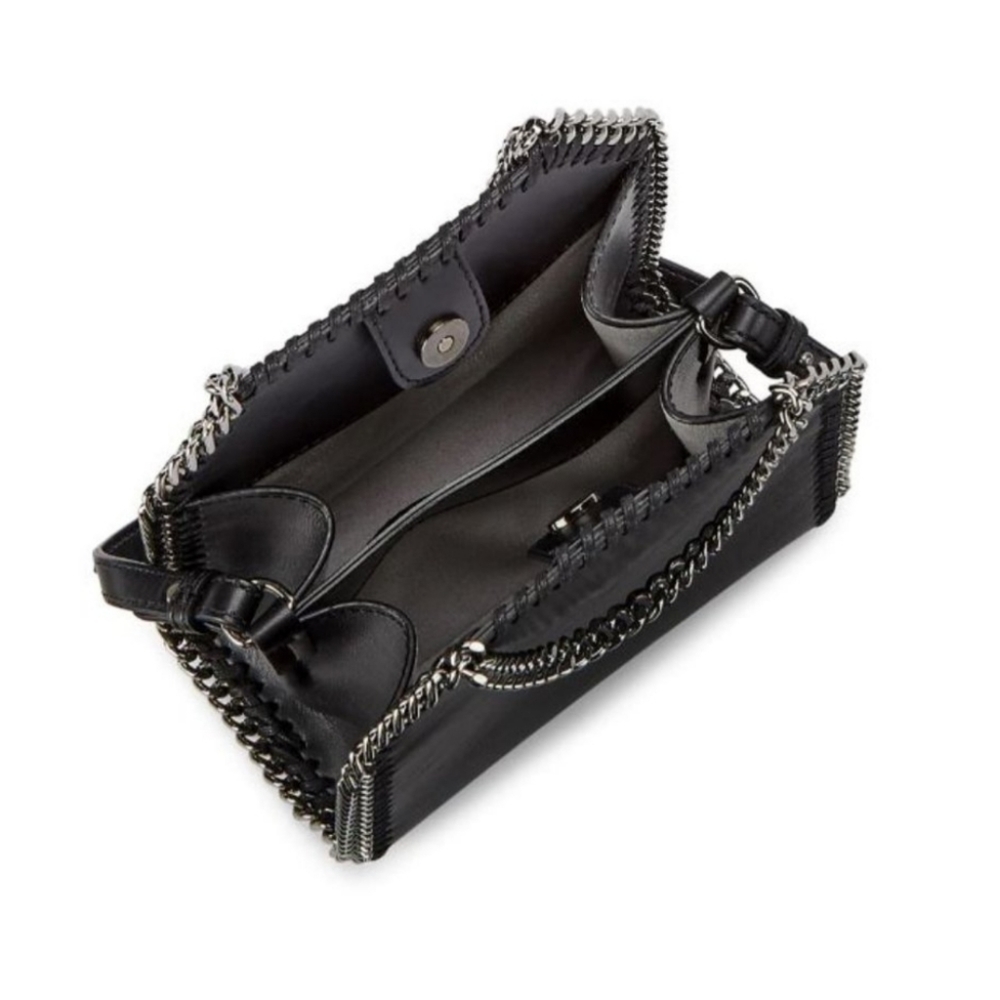 Stella McCartney Falabella Small Crossbody Bag Black Silver - Picture 2 of 10